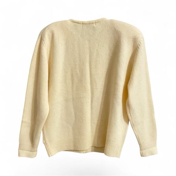 Carriage Court Vintage Sweater Cardigan Women Size Medium 10/12 Cream 80s - Picture 2 of 9